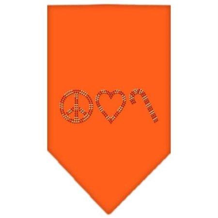 UNCONDITIONAL LOVE Peace Love Candy Cane Rhinestone Bandana Orange Large UN813630